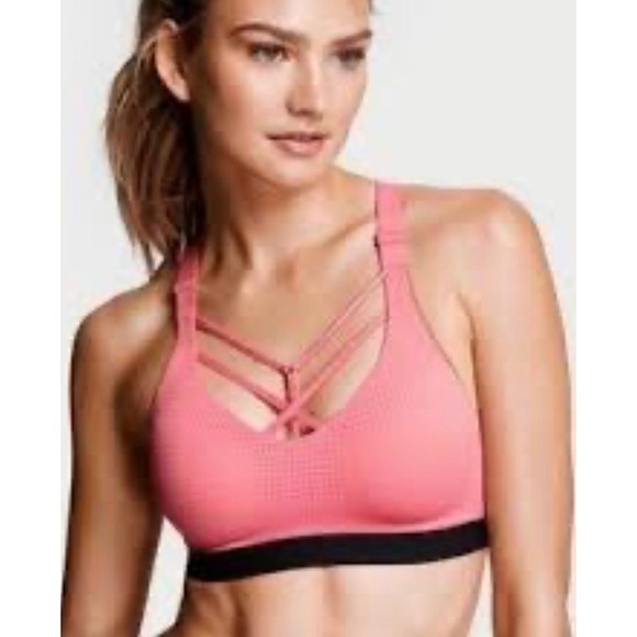 Victoria's Secret Other - Victoria's Secret‎ Lightweight Sport Bra Pink Medium Support Cross Straps 36B
